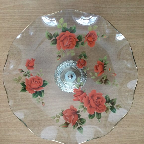 James Clarke & Sons LTD English Stoke-on-Trent Glass Cake Stand vintage - Picture 1 of 5